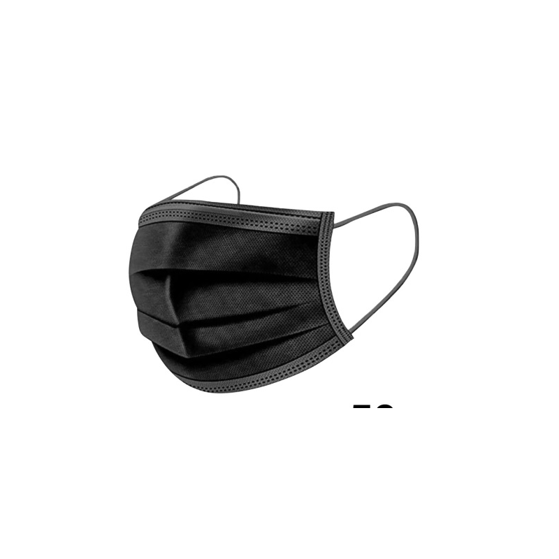 Mascarilla quirúrgica 3capas negra clip nasal metalico Tipo IIR Caja 50uds